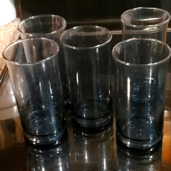 Libbey Dining Vintage Libbey Iced Tea Juice Drink Glasses Navy Blue